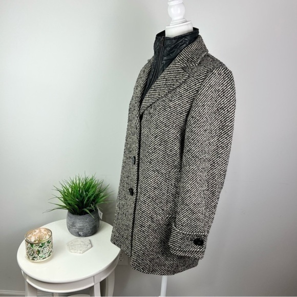 Cinzia Rocca Tweed Wool Coat Women’s 4 Grey Black Zip In Vest Classic - Picture 5 of 12
